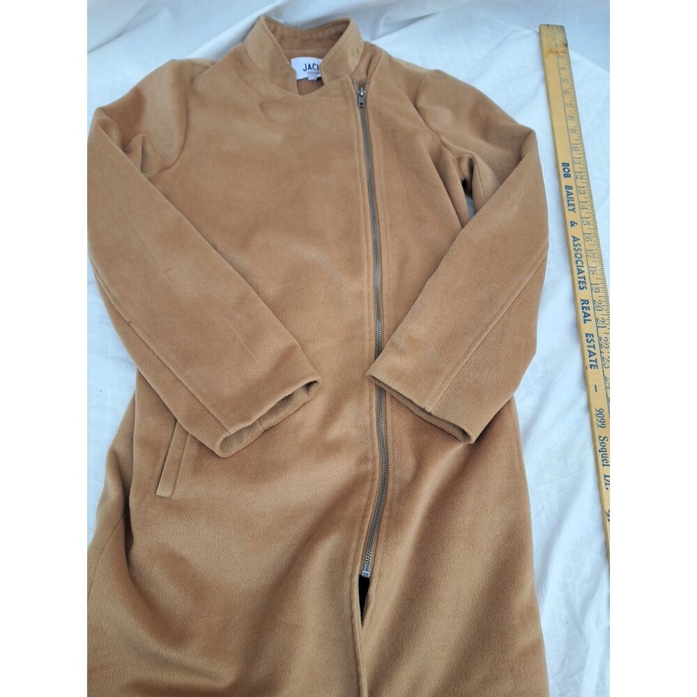 Jack By BB Dakota Womens Long Coat Jacket Asymmetrical Full Zip Tan SOFT M - Picture 4 of 7